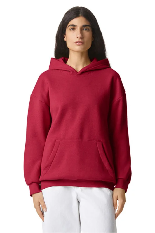 Men's gym-ready travel hoodie-American Apparel Mens ReFlex Fleece Hooded Sweatshirt Hoodie w/ Pouch Pocket - Cardinal Red