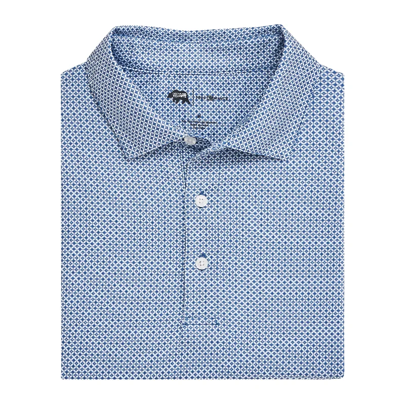 Men's tech-inspired performance shirt-Scope Printed Performance Polo - Blue Horizon