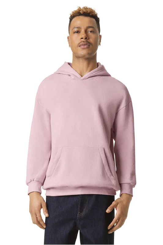 Men's modern athletic hoodie-American Apparel Mens ReFlex Fleece Hooded Sweatshirt Hoodie w/ Pouch Pocket - Blush Pink