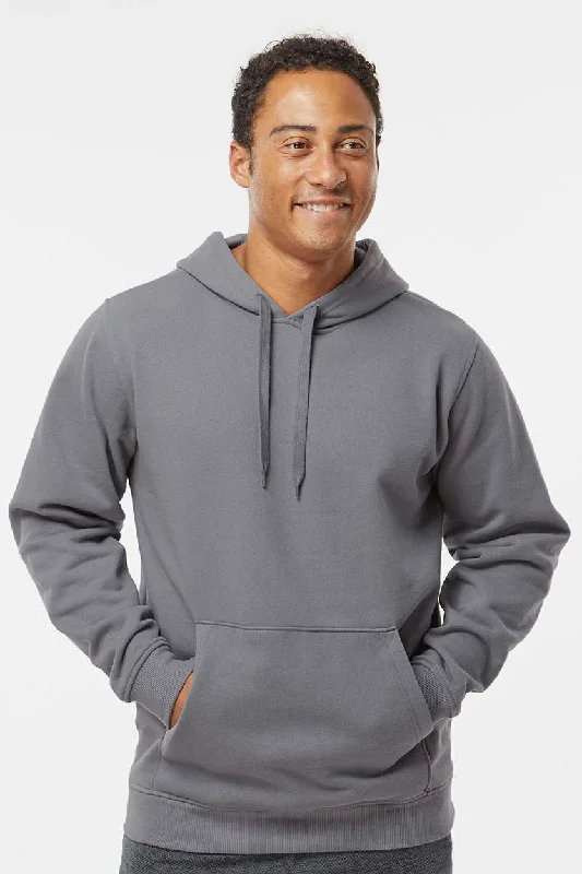 Men's adventure-ready casual hoodie-Augusta Sportswear Mens Fleece Hooded Sweatshirt Hoodie w/ Pouch Pocket - Graphite Grey - Closeout