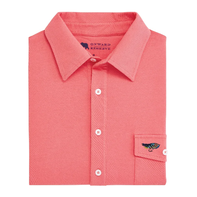 Men's gym-ready performance shirt-Stay Fly Old School Polo - Magnolia