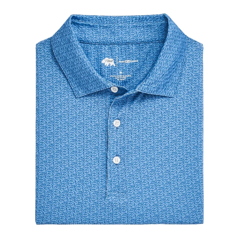 Men's gym-ready casual shirt-Bevy Printed Performance Polo - Endless Sky