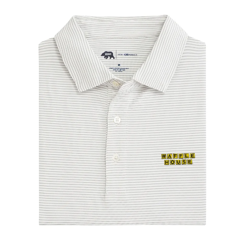 Men's wrinkle-resistant dress shirt-Waffle House Birdie Stripe Performance Polo - Mirage Grey