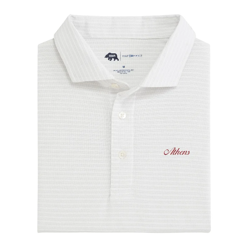 Men's ultra-lightweight gym casual shirt-Athens Town Script Pairing Stripe Performance Pique Polo - Mirage Grey