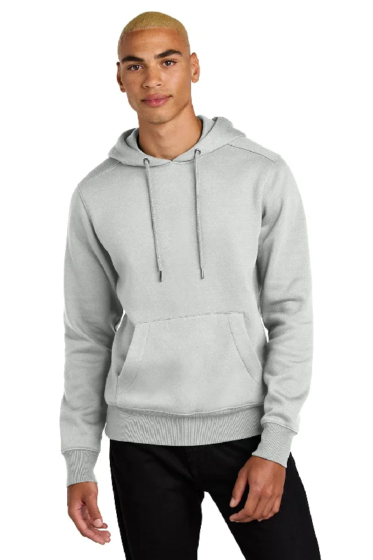 Men's performance athletic hoodie-District Mens Perfect Weight Fleece Hooded Sweatshirt Hoodie w/ Pouch Pocket - Ash Grey