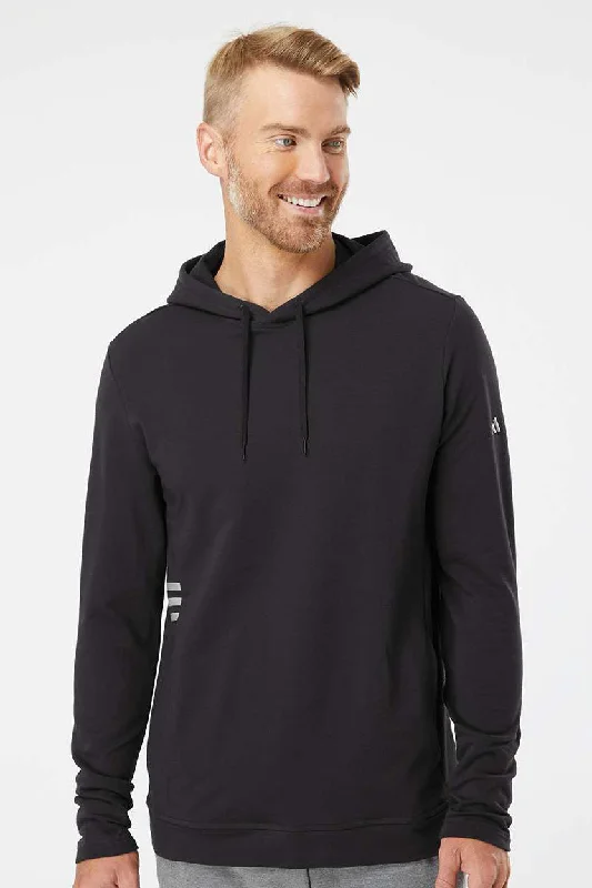 Men's gym-ready running hoodie-Adidas Mens Hooded Sweatshirt Hoodie w/ Pockets - Black - Closeout