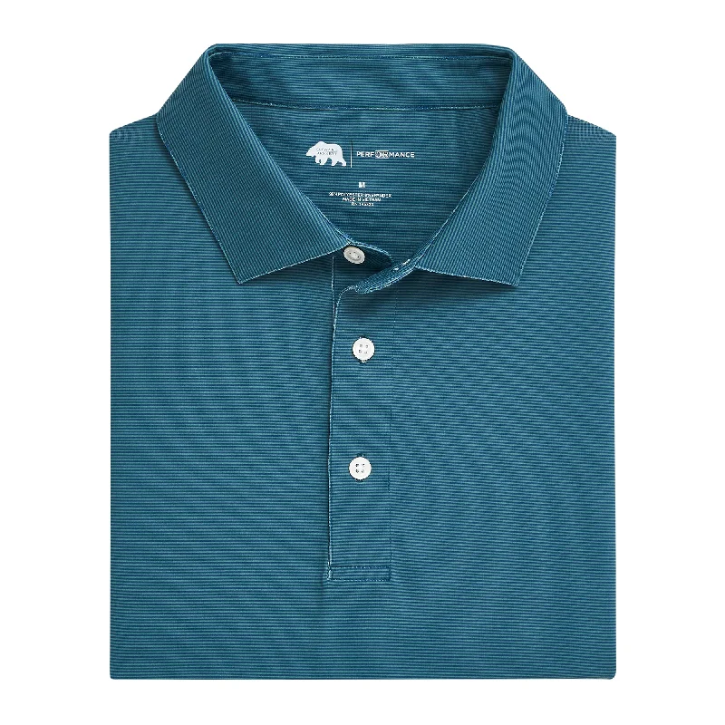 Men's wrinkle-free dress shirt-Hairline Stripe Performance Polo - Titan