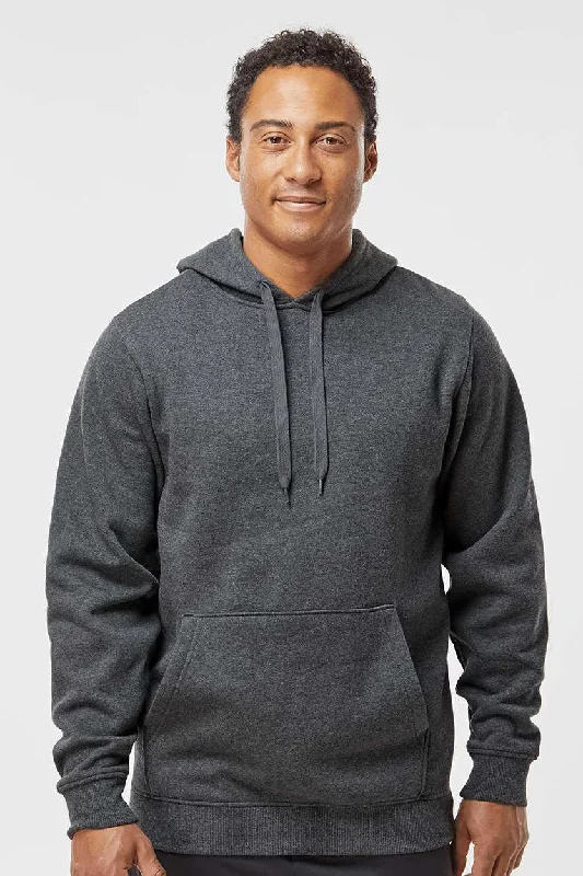 Men's summer active hoodie-Augusta Sportswear Mens Fleece Hooded Sweatshirt Hoodie w/ Pouch Pocket - Heather Carbon Grey - Closeout