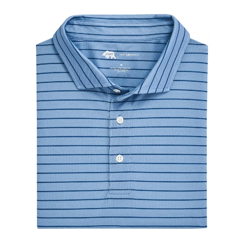 Men's tailored fit casual shirt-Tourney Stripe Performance Pique Polo - Endless Sky