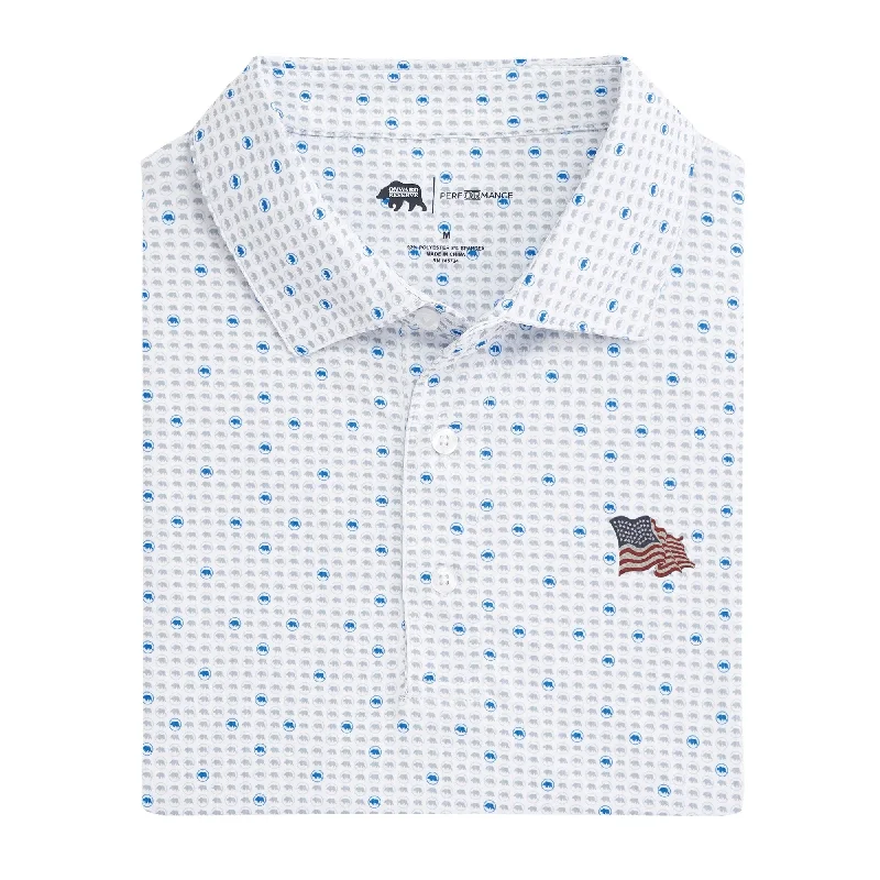 Men's modern office shirt-Vintage Flag Tour Printed Performance Polo - Sport Blue