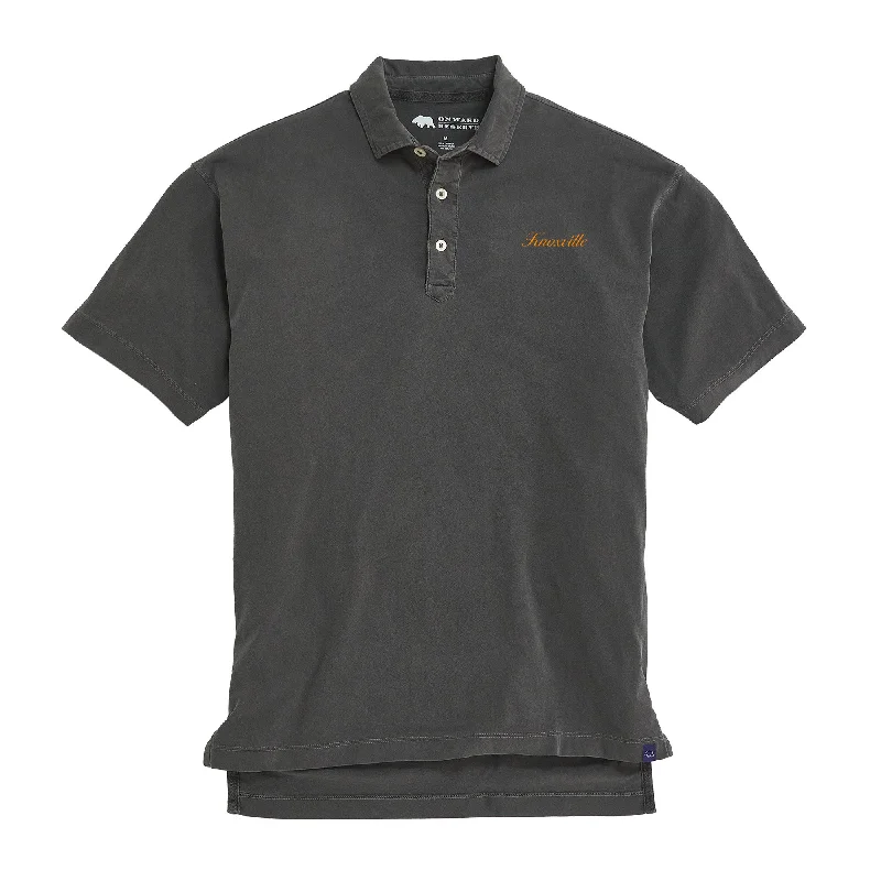 Men's high-performance gym casual shirt-Knoxville Town Script S/S Perry Polo - Black