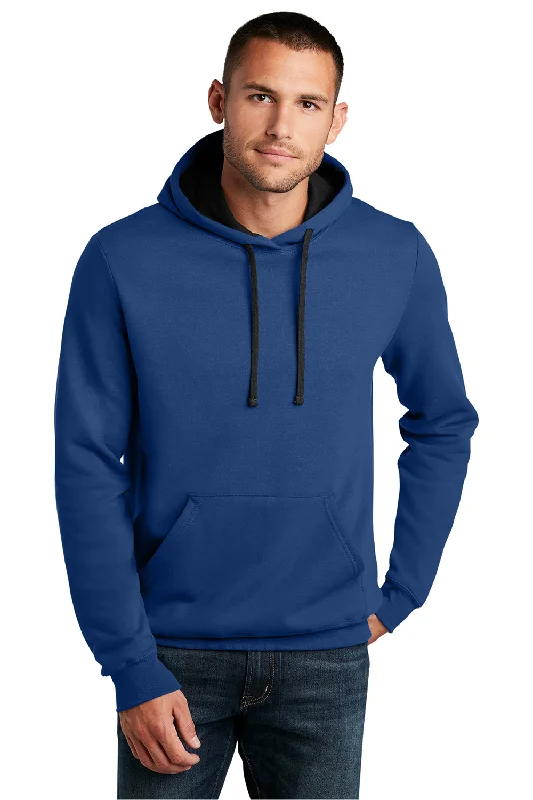 Men's ultra-breathable performance hoodie-District Mens The Concert Fleece Hooded Sweatshirt Hoodie w/ Pouch Pocket - Deep Royal Blue