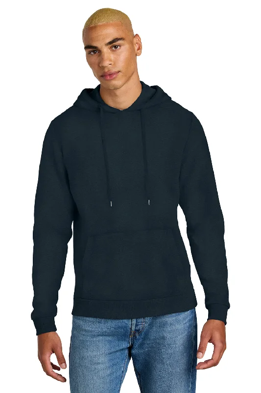 Men's versatile fleece hoodie-District Mens Perfect Tri Fleece Hooded Sweatshirt Hoodie w/ Pouch Pocket - New Navy Blue