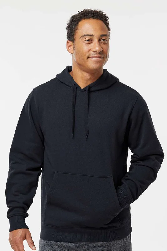 Men's antibacterial running hoodie-Augusta Sportswear Mens Fleece Hooded Sweatshirt Hoodie w/ Pouch Pocket - Black - Closeout