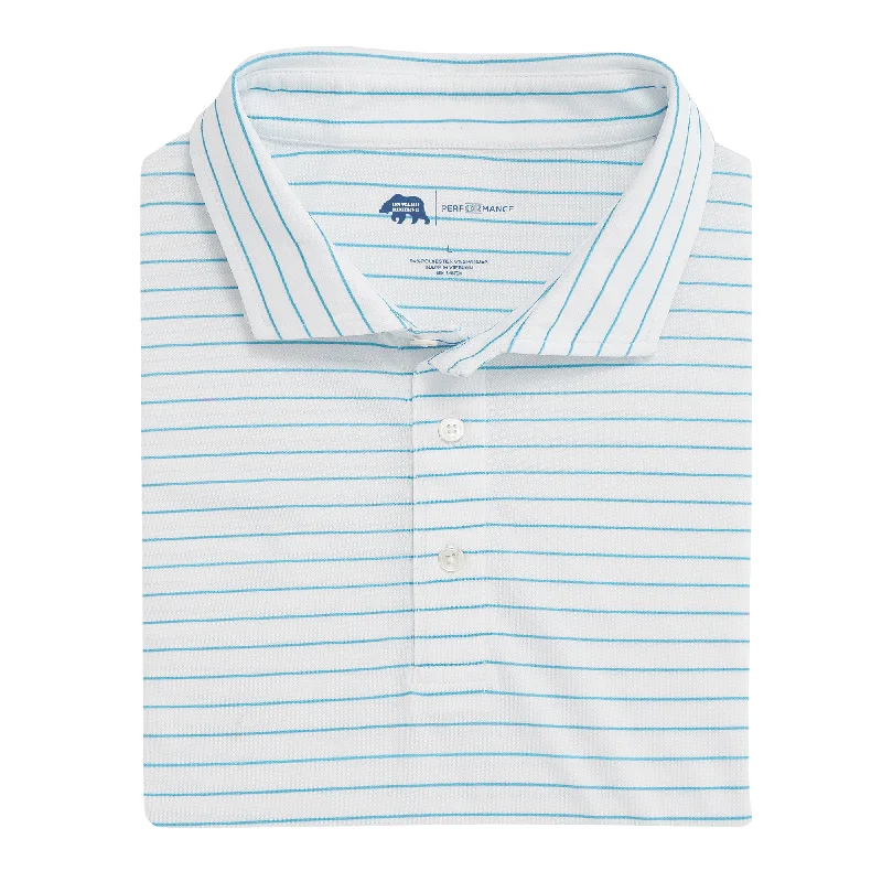 Men's versatile office shirt-Tourney Stripe Performance Pique Polo - Cabana Blue