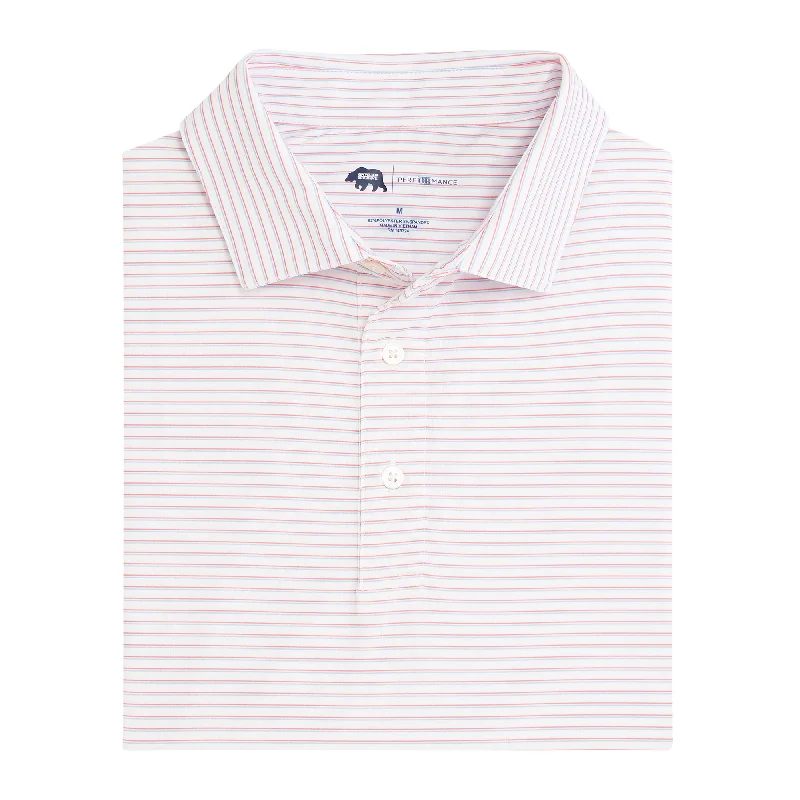 Men's versatile casual shirt-Scout Stripe Performance Polo - Hot Sauce