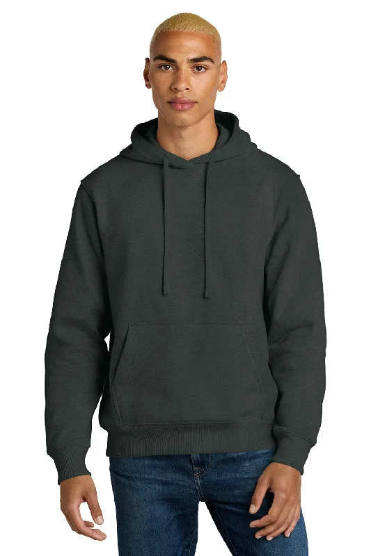 Men's eco-conscious fleece hoodie-District Mens V.I.T. Heavyweight Fleece Hooded Sweatshirt Hoodie w/ Pouch Pocket - Charcoal Grey