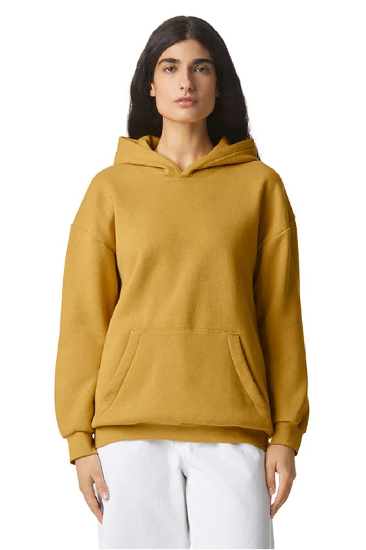 Men's comfortable active hoodie-American Apparel Mens ReFlex Fleece Hooded Sweatshirt Hoodie w/ Pouch Pocket - Mustard