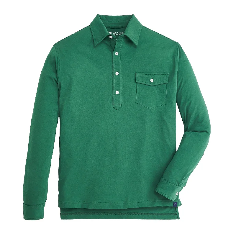 Men's modern professional shirt-Old School Long Sleeve Polo - Posy Green