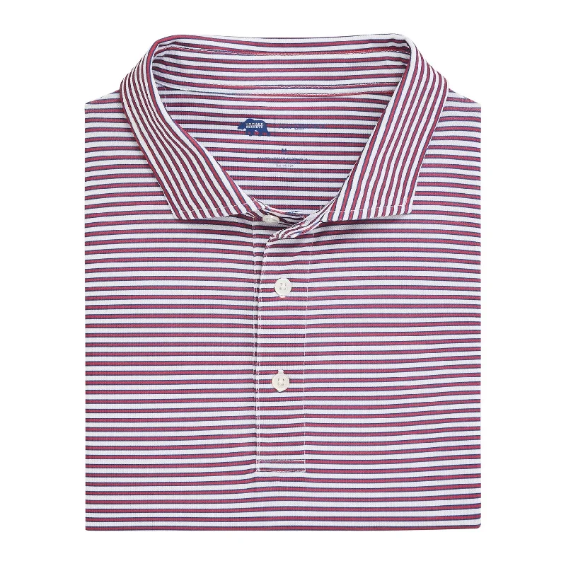 Men's outdoor performance shirt-Guide Stripe Performance Pique Polo - Earth Red