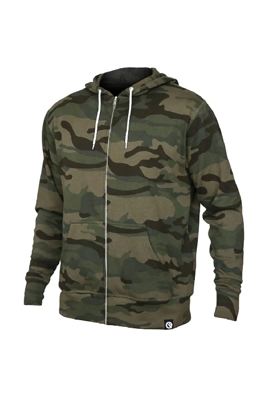 Men's high-performance travel hoodie-Quikflip Mens 2-in-1 Hero Lite Full Zip Hooded Sweatshirt Hoodie w/ Pockets - Camo