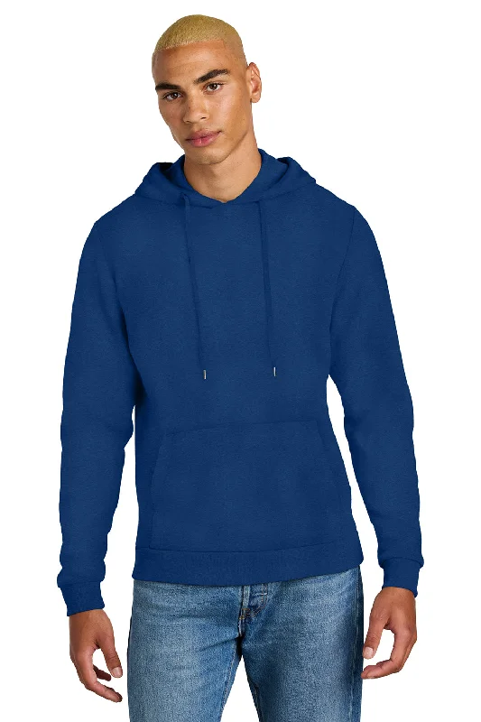 Men's weather-resistant gym hoodie-District Mens Perfect Tri Fleece Hooded Sweatshirt Hoodie w/ Pouch Pocket - Deep Royal Blue