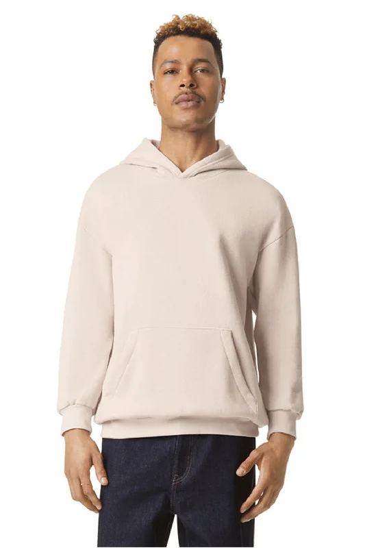 Men's lightweight performance hoodie-American Apparel Mens ReFlex Fleece Hooded Sweatshirt Hoodie w/ Pouch Pocket - Bone