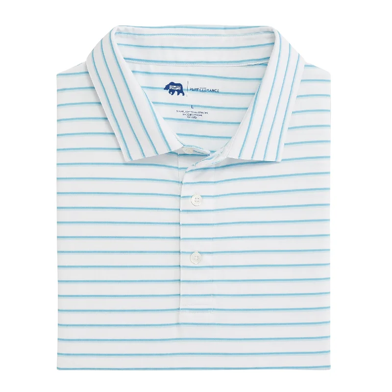 Men's wrinkle-free casual shirt-Fairway Stripe Performance Polo - Cabana Blue