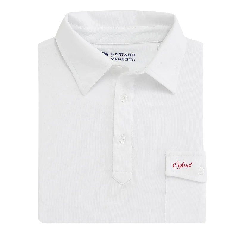 Men's antibacterial gym casual shirt-Oxford Town Script Old School Polo - White