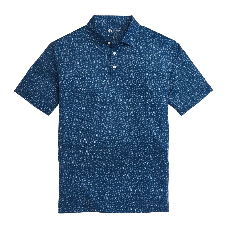 Men's quick-dry shirt-Sidecar Printed Performance Polo - Blue Horizon