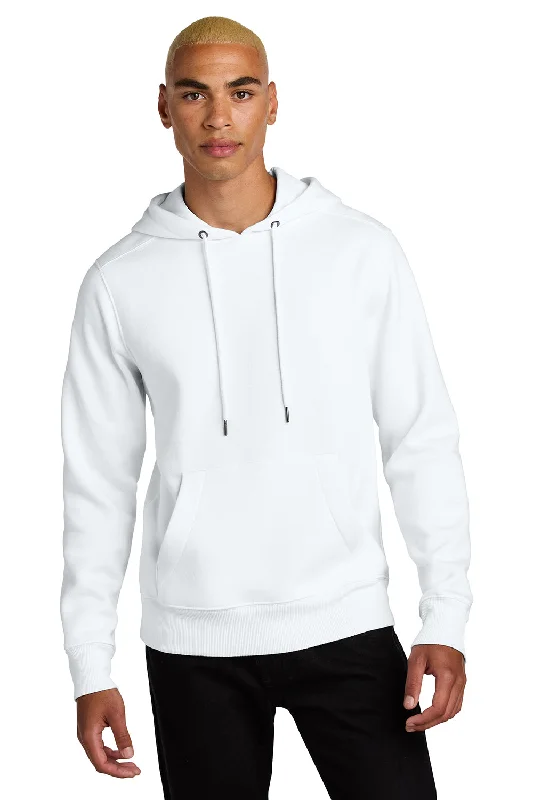 Men's organic fleece hoodie-District Mens Perfect Weight Fleece Hooded Sweatshirt Hoodie w/ Pouch Pocket - Bright White