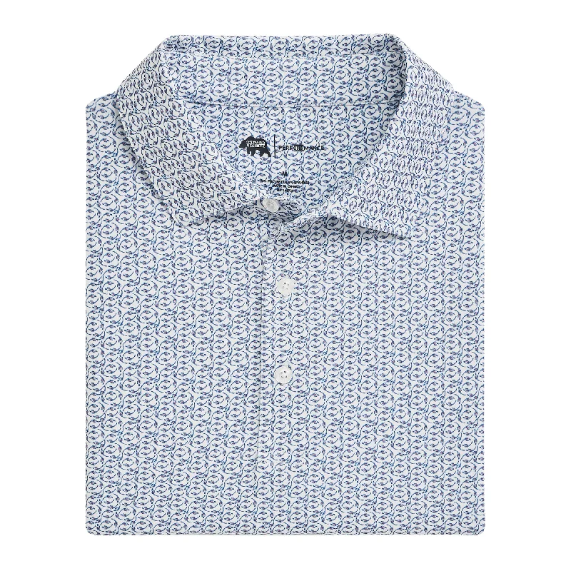 Men's fashion-forward work shirt-Bevy Printed Performance Polo - Antique White