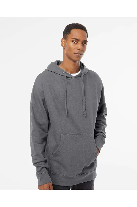 Men's non-iron gym hoodie-Independent Trading Co. Mens Hooded Sweatshirt Hoodie w/ Pouch Pocket - Charcoal Grey