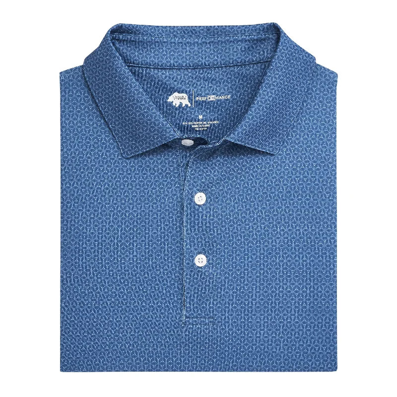 Men's high-stretch dress shirt-Out of Office Printed Performance Polo - True Navy