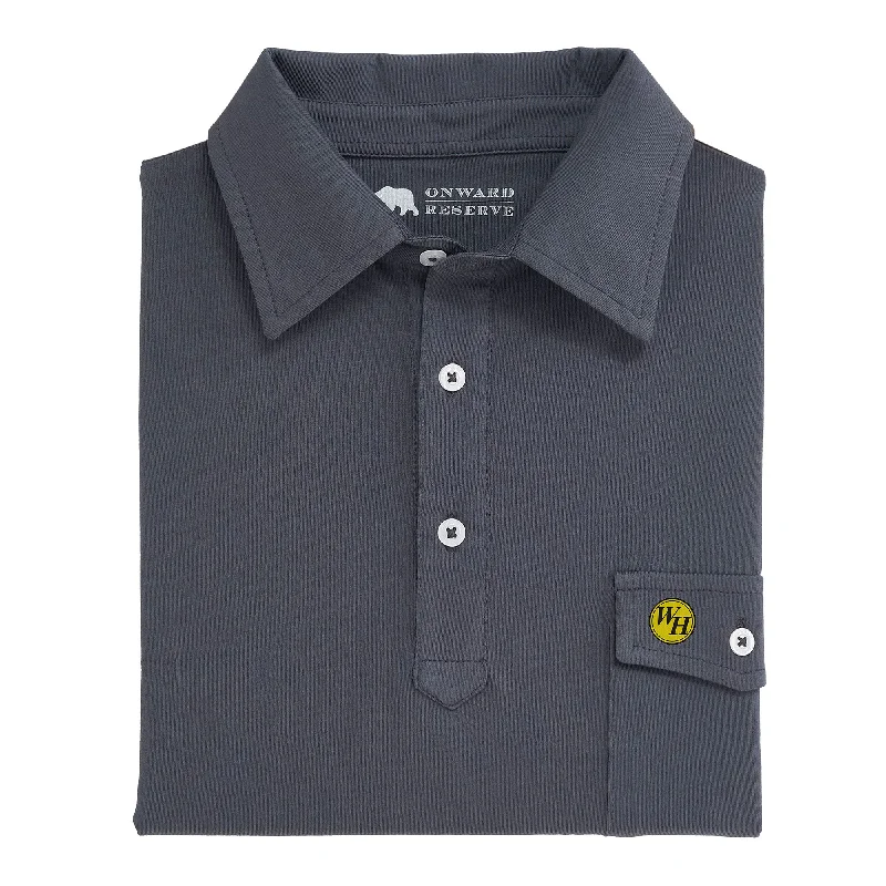 Men's breathable casual shirt-"WH" Waffle House Old School Polo - Ombre Blue