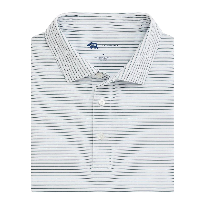 Men's travel-friendly performance shirt-Scout Stripe Performance Polo - Cosmic Sky