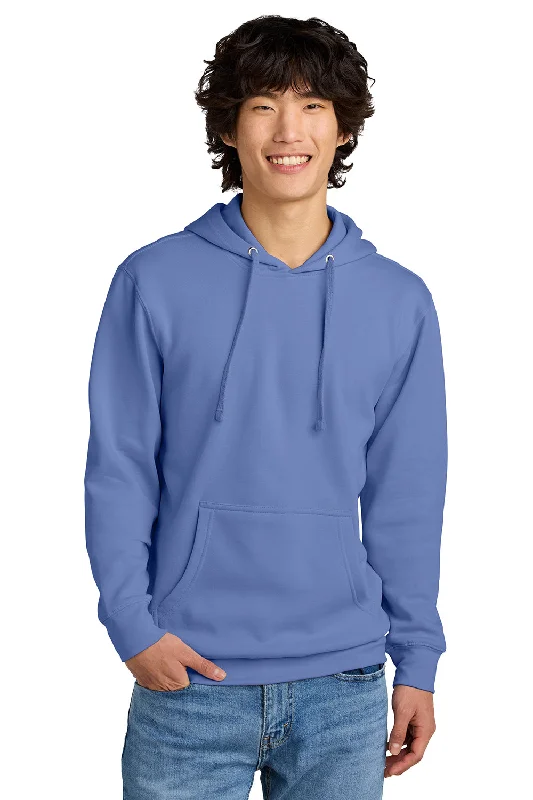 Men's sporty outdoor hoodie-District Mens Very Important Fleece Hooded Sweatshirt Hoodie w/ Pouch Pocket - Electric Purple