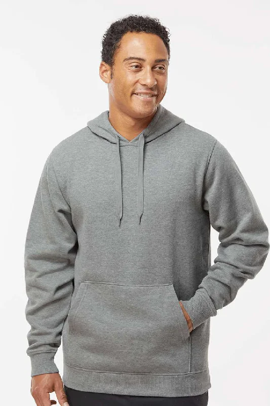 Men's wrinkle-resistant gym hoodie-Augusta Sportswear Mens Fleece Hooded Sweatshirt Hoodie w/ Pouch Pocket - Heather Charcoal Grey - Closeout