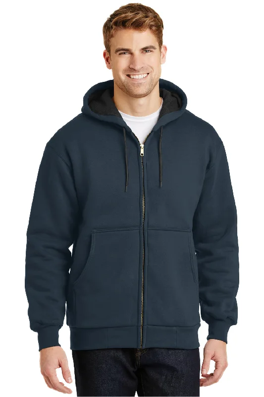 Men's adventure-ready active hoodie-CornerStone Mens Full Zip Hooded Sweatshirt Hoodie w/ Pockets - Navy Blue