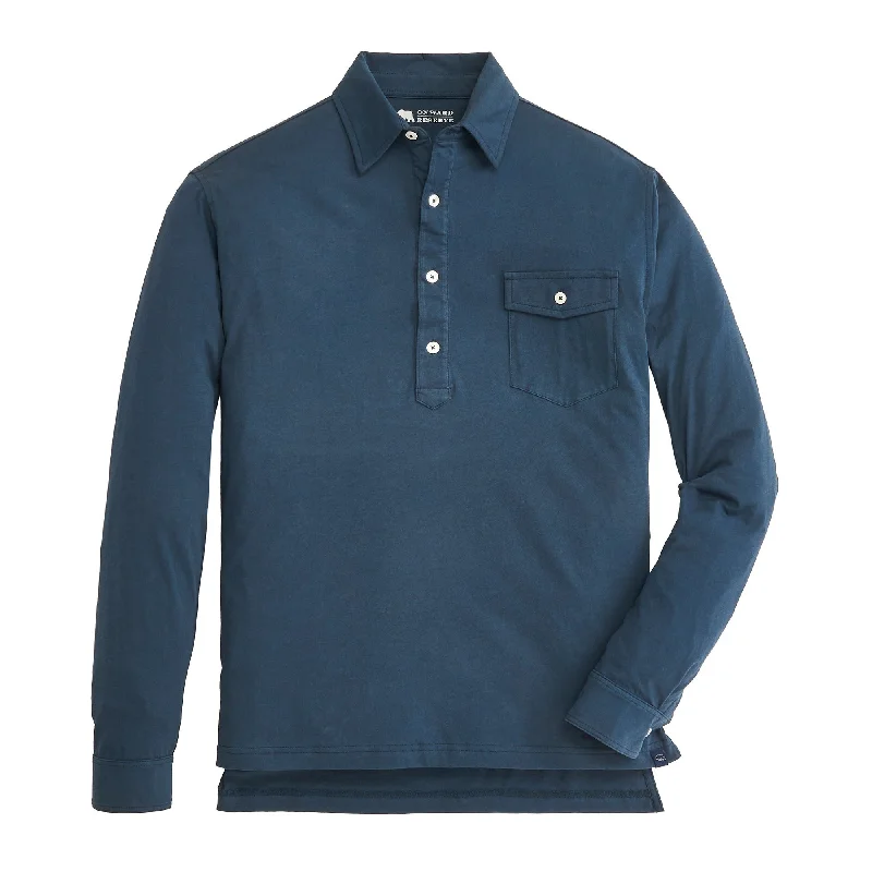 Men's naturally dyed shirt-Old School Long Sleeve Polo - Titan