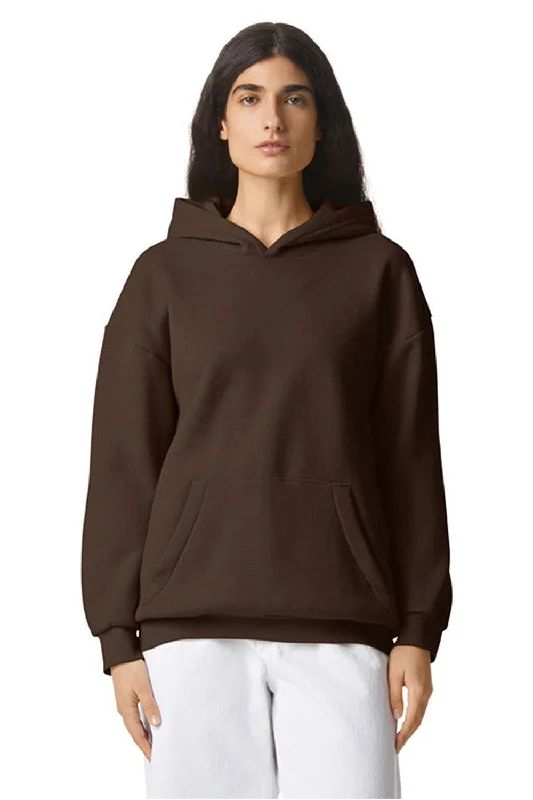 Men's high-stretch casual hoodie-American Apparel Mens ReFlex Fleece Hooded Sweatshirt Hoodie w/ Pouch Pocket - Brown