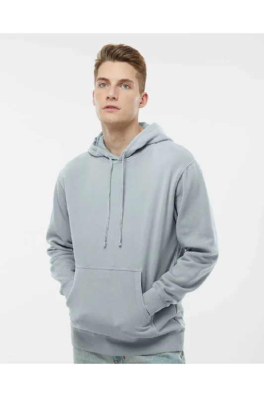 Men's performance gym hoodie-Independent Trading Co. Mens Pigment Dyed Hooded Sweatshirt Hoodie w/ Pouch Pocket - Sage Green