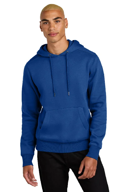 Men's modern running hoodie-District Mens Perfect Weight Fleece Hooded Sweatshirt Hoodie w/ Pouch Pocket - Deep Royal Blue