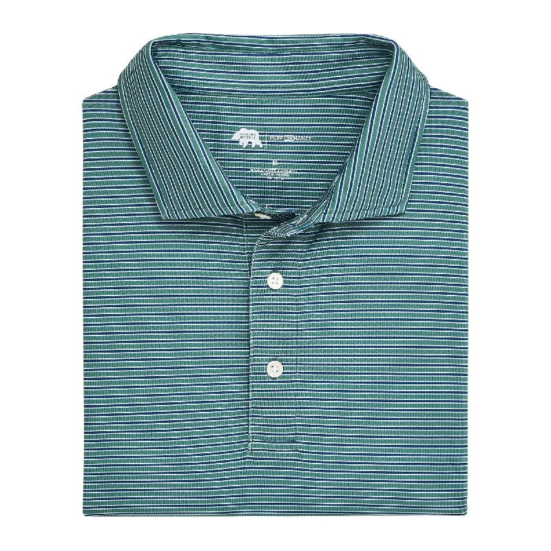 Men's polished look shirt-Trophy Stripe Performance Pique Polo - Smoke Pine