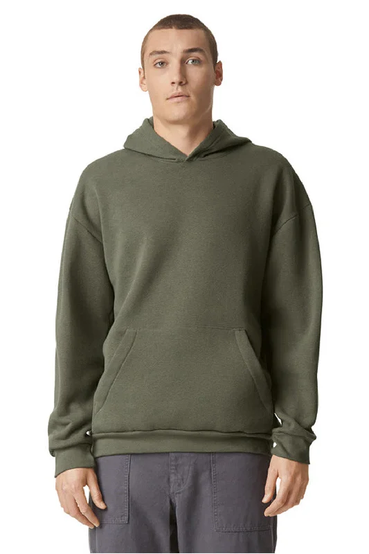 Men's eco-conscious sports hoodie-American Apparel Mens ReFlex Fleece Hooded Sweatshirt Hoodie w/ Pouch Pocket - Lieutenant