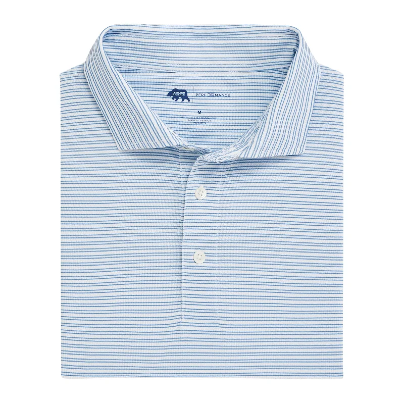 Men's soft touch shirt-Pairing Stripe Performance Pique Polo - Lichen Blue