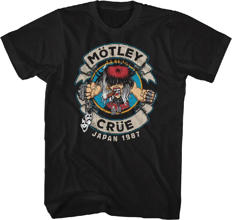 Men's breathable workout wear t-shirt-Distressed Allister Fiend Japan 1987 Motley Crue T-Shirt