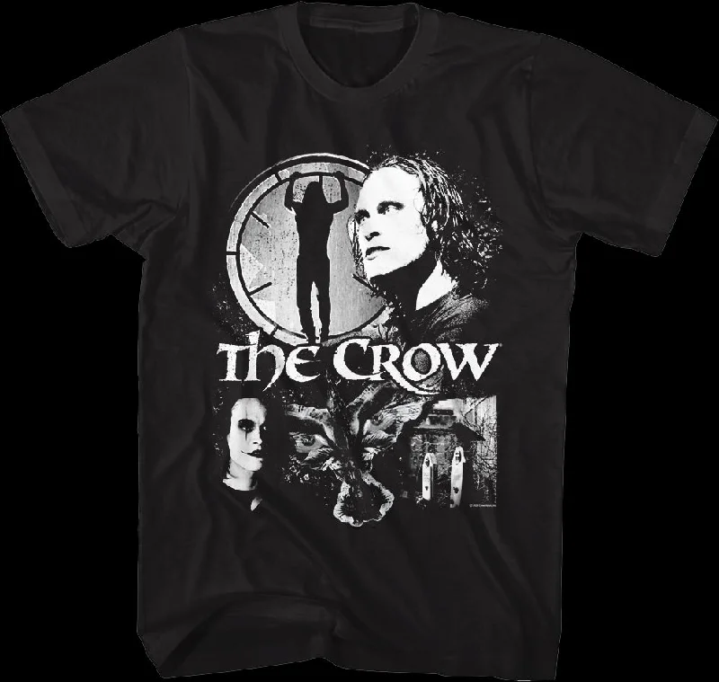 Men's fashionable active t-shirt-Black And White Collage The Crow T-Shirt