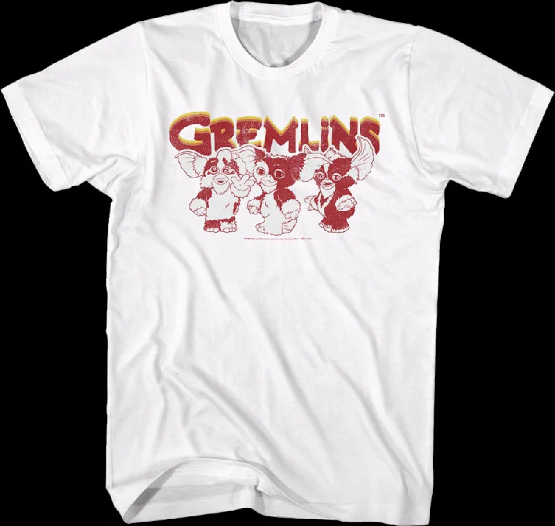 Men's relaxed fit gym t-shirt-Retro Mogwai Poses Gremlins T-Shirt