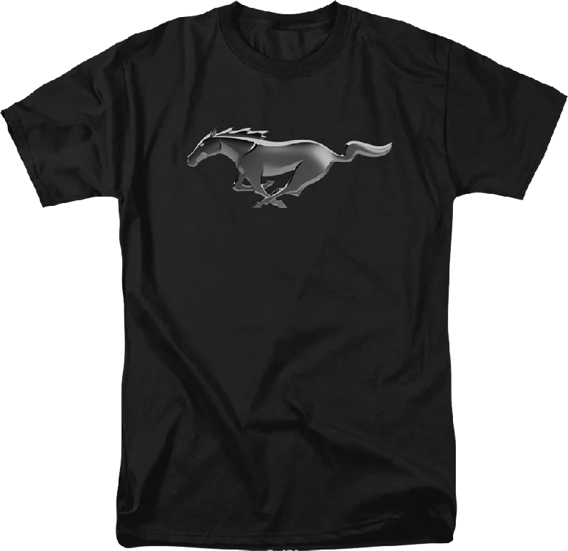 Men's quick-dry workout t-shirt-Mustang Chrome Logo Ford T-Shirt